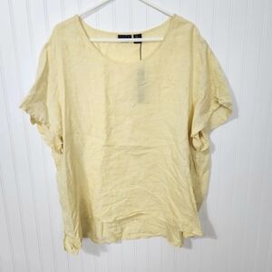 Tahari | NWT Linen Top Yellow Size 3X